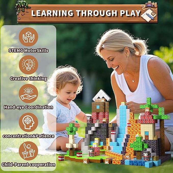 Magnetic Blocks, Magnetic Building Blocks, 3D Construction Build Toys, STEM Sensory Magnet Cubes (Multicolor-300PCS)