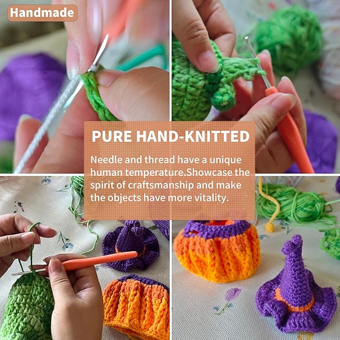 17cm Doll Clothes Set - Handmade Knitted Adorable Witch Pumpkin Style for Dolls Dress Up (Purple)