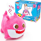 JITTERYGIT Baby Shark Bouncy Hopper - Musical Plush Toy for Kids and Toddlers - Mommy Shark (Pink)