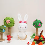 Bunny White Bunny rattles Toy for Young Children, Handmade Woolen Toy with Strict Quality Testing Process, Usable as House Decoration (White Bunny Rattles)