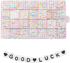 1400pcs Letter Beads, 6x6 mm Acrylic Alphabet Beads, Beads for Jewelry and Bracelet Making, in 28 Grid Box (White and Colorful)
