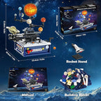 Solar System Building Sets with Light - Rotatable Space Exploration Building Toys with 9 Planets & Rocket Sets Science Astronomy Educational Gifts for Boys Girls Age 6+ Years Old Kids(775 PCS)