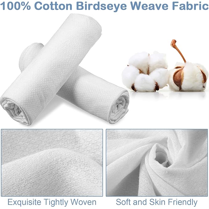 Zomiboo 30 Pack Birdseye Cotton Diapers for Babies Large 27 x 27 Inch Reusable Burp Cloths with 30 Diaper Pins for Babies Boy Girl Toddlers