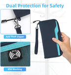 ZOPPEN Passport Holder Family RFID Passport Wallet, Passport Holder Women/Men, Travel Wallet Documents Organizer Zipper Case with Removable Wristlet Strap, Travel Essentials for Flying