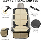 Car Seat Protector for Child Car Seat, 2 Pack Baby Car Seat Covers with Mesh Pockets & Non-Slip Backing 600D Durable Seat Protector Under Baby Car Seat for Car Back Seat (Beige, Large)