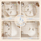 Baby Playpen - Adjustable Multi-Shape Wooden Play Yard, Portable Collapsible Activity Center with Baby Fence Play Area & Toys for Infants, Toddlers (56x56x24inch