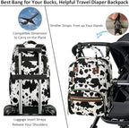 Large Capacity Baby Diaper Bag Backpack with Insulated Pockets, Waterproof, Stylish Cow Print Design, Suitable for Boys and Girls