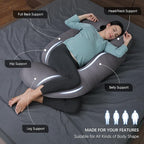 MOON PARK Pregnancy Pillows for Sleeping - U Shaped Full Body Maternity Pillow with Removable Cover - Support for Back, Legs, Belly, HIPS - 57 Inch - Dark Grey - Cooling Cover