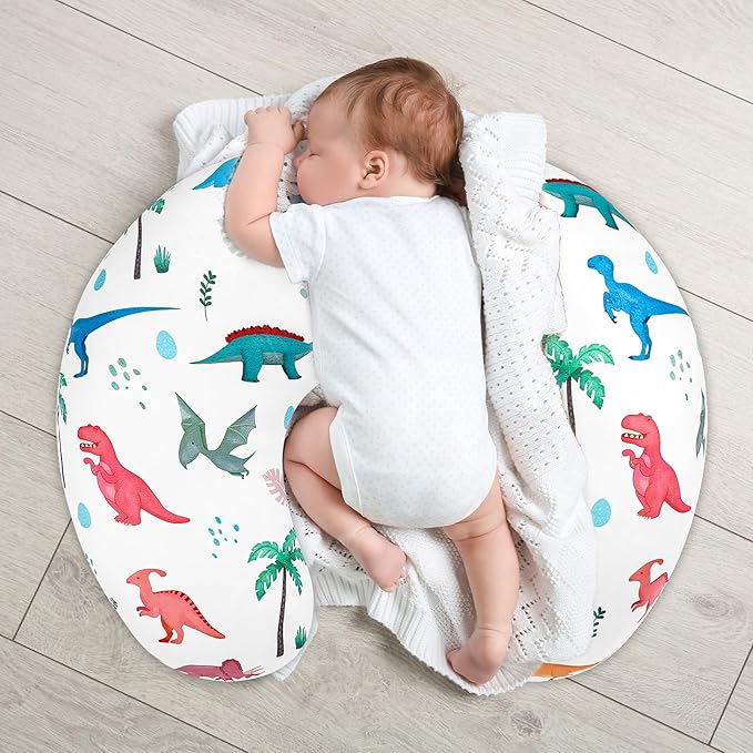 Nursing Pillow Cover, Breastfeeding Pillow Cover Stretchy Removable Feeding Pillowcase for Newborns, Ultra Soft and Comfortable Nursing Pillow Slipcover for Baby Boys Girls, Dinosaur Pattern