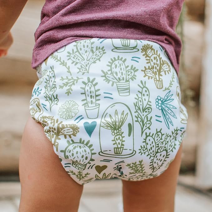 Mama Koala 3.0 Cloth Diapers for Babies with AWJ Lining, 6 Pack with 6 5-Layer Natural Cloth Diaper Inserts - Reusable and Washable Pocket Diapers(A-Happy Fox)
