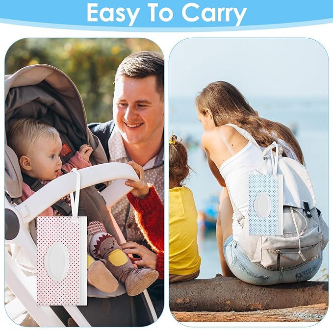 Baby Wipes Dispenser 3 Pack Portable Refillable Baby Wipe Holder for Outdoor, Resuable Waterproof & Dustproof Travel Wipes Container Case, On The Go Wet Wipe Pouch for Hiking(3 Colors Bohemian)