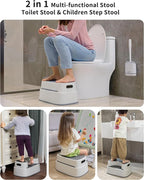 MR.SIGA Toilet Stool Squat Adult, Bathroom Stool Heavy Duty, Anti Slip Toilet Step for Bathroom, Toddler Step Stool for Kids, Off-White & Dark Gray