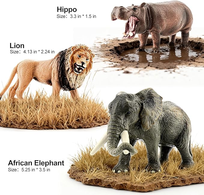 12PCS Realistic Safari Animals Figures Learning Toys Set, Large African Animal Toys, Wild Zoo Animal Toys, Educational Playset Toys for Boys Girls, Birthday Gift for Toddlers Kids