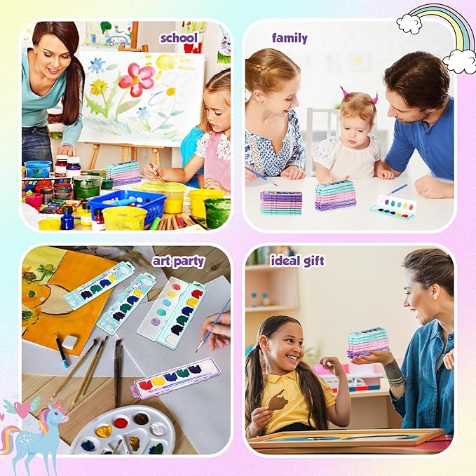 12 Pcs Unicorn Style Watercolor Painting Set 8 Washable Colors With Brush Watercolor Painting Set Gift Party Supplies Back To School Party Gift Exchange