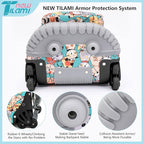 NEW TILAMI Kids 18 inch Rolling Backpack - Durable Waterproof Large Capacity Adjustable Handle Stair Climbing Design for Boys & Girls, Cats Cute