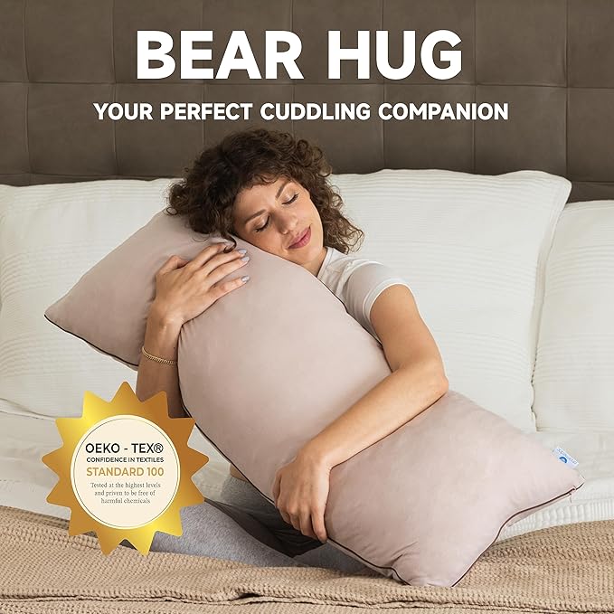 Pharmedoc Body Pillow, Pregnancy Pillows, Side Sleeper Pillow, Long, Memory Foam Pillow, Mocha