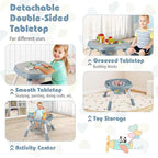 KOTEK 16 in 1 Convertible High Chair, Baby Highchair & Activity Center with Toys, Booster Seat, Building Block Table, Toddler Chair with 5-Point Harness, Removable Tray & Cushion (Blue)