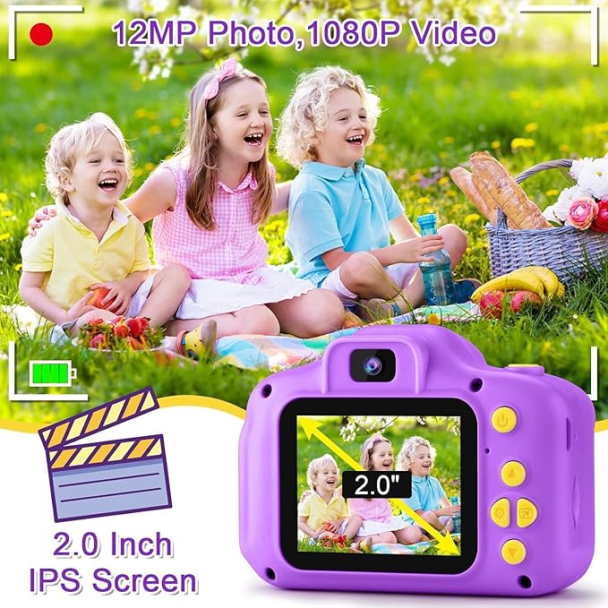GKTZ Toys for Girls Age 3-8, Kids Camera Digital Video Toddler Camera Children Camcorder Birthday Gifts for 3 4 5 6 7 8 Year Old Girls with 32GB SD Card