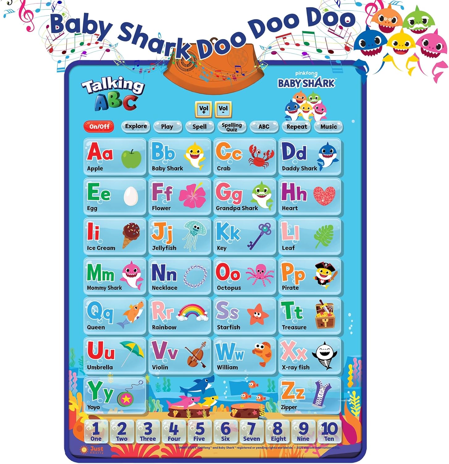 Baby Shark Alphabet & Number Learning Toys by Pinkfong, Educational Toddler Gift Set for Ages 1-3, Musical Mat, ABC Poster, Room Decor, Activities & Games, Baby Shark Toys for Boys & Girls Ages 2-4