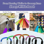 sprookber 6.7 Inch Large Stroller Hooks for Diaper Bags & Purses, Heavy Duty Mommy Hooks for Shopping, Grocery, Backpack – Baby Stroller Accessories, Set of 2 (Bule)