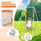4-in-1 Swing Set & Baby Jumper and Bouncer for Toddler, Heavy Duty Baby Swing Set with Foldable Metal Stand for Indoor & Outdoor Play, Adjustable Swingset for Toddler (White)