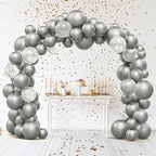 JOYIN 150 Pcs Metallic Silver Balloons, Different Sizes 18 12 10 5 Inch Silver Latex Balloon Arch Kit with Instruction for Birthday Party Graduation Wedding Holiday Decoration