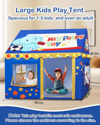 Kids Play Tent, Toddler Tent for Kid Indoor & Outdoor, 48.5"x39.4"x48.5" Playhouse Tents with Complete Toys Set, Kids Tent 3 Window, Lights and 5 Balloons