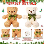 HyDren 12 Pack Bear Stuffed Animals 10 Inch Operation Christmas Bulk Items Small Bear Party Favors Plush Toys for Baby Shower Centerpiece Christmas Birthday Gifts(White, Light Brown)
