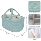 Diaper Caddy Organizer for Baby Cotton Rope Nursery Storage Bin Basket Portable Holder Tote Bag for Changing Table Car Travel Baby Shower Gifts Newborn Essentials Registry Must Haves Light Green