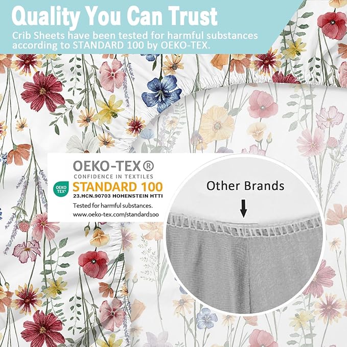 bimocosy Mini Crib Sheets,Pack and Play Sheets for Baby Girl Boy 4 Pack,Size 38"x 26" for Playard Mattress,Portable Mini Crib,Soft Pack N Play Sheets Fitted,Butterfly/Floral/Pink/Purple