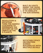 Solar System Building Set for Kids, STEM Toys with Rotatable Handle and Mechanical Gears, Space Toys for Home/School Science Learning, Birthday Gifts for Boys Girls Ages 6-12(1282pcs)