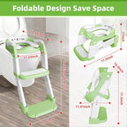 Potty Training Seat, Upgrade Toddler Toilet Seat for Kids Boys Girls, 3 in 1 Potty Training Toilet with Step Stool Ladder-Non Slip Foldable (Green+White)