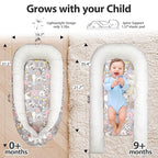 Baby Lounger | Organic Cotton Infant Lounger | Reversible, Adjustable & Portable Floor Lounger | Soft, Breathable, Washable Cover