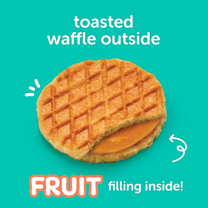 Beech-Nut Toddler Snacks Jammin' Waffles with Fruit Filling for Babies & Toddlers, Peach Mango, 10 Boxes (50 Individually Wrapped Packs)