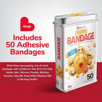 BioSwiss Bandages, Emoji Shaped Self Adhesive Bandage, Latex Free Sterile Wound Care, Fun First Aid Kit Supplies for Kids, 50 Count