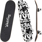 WhiteFang Skateboards for Beginners, Complete Skateboard 31 x 7.88, 7 Layer Canadian Maple Double Kick Concave Standard and Tricks Skateboards for Kids and Beginners