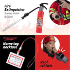 Born Toys 8 PC Premium Washable Kids Fireman Costume Toy for Kids,Boys,Girls,Toddlers, and Children with Complete Firefighter Accessories