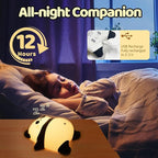 Rechargeable Cute Panda Night Light, 3 Level Dimmable Nursery Nightlight with Timer, Silicone Light Cute Animal Night Lamp for Breastfeeding Toddler Baby Kids Decor, Squishy Lamps Girls Panda Gifts