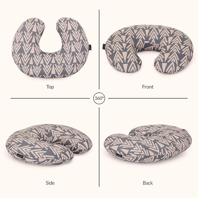 Dream On Me Beeboo Nursing Pillow and Positioner, Breastfeeding and Bottlefeeding Pillow, Removable and Washable Pillow Cover, Soft and Breathable Fabric, Taupe