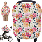 Multi-use Carseat Canopy Cover - Breathable Breastfeeding Covers, Car Seat Covers for Babies, Stroller Canopy Cover (Mix Floral)