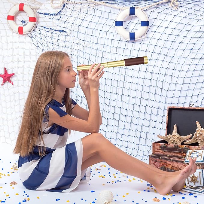 Retro Pirate Telescope Zoomable 25x30 Pocket Monocular Portable Collapsible BAK-4 Lens Captain Jack's Spyglass Handheld Telescope Vintage Telescope for Kids