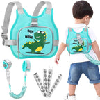 Accmor Toddler Harness Leash+ Anti Lost Wrist Link, Cute Dinosaur Kids Harness with Leash, Collapsible Child Leash Baby Walking Harness Wristband Assistant Strap Belt for Boys Girls to Outdoor Travel