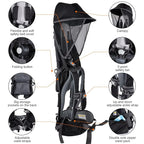 Baby Shoulder Carrier Baby Hiking Backpack Carrier with Rain Cover Sun Shade for Child Safe Backrest and Toddler Ergonomic Seat Holds 40 Pound for Children Between 6 Months-3 Years Old Babies