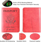 Passport Holder Cover Wallet Travel Essentials Leather Rfid Blocking Case Vacation Luggage Must Haves Travel Accessories for Men Women (116#Red)