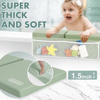 beiens Bath Kneeler and Elbow Rest Pad Set - 1.5'' Comfortable Thick Baby Bath Kneeler Pads, Quick Dry Soft Kneeling Pad for Baby Bath Time, Non-Slip Knee& Arm Support Bathtub Mat with Toys Organizer