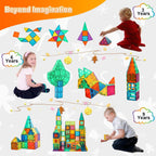 Bmag Magnetic Tiles, 67 PCS with 1 Car Building Blocks for Toddlers, 3D Magnet, STEM Educational Learning Building Blocks for Kids Children, Stacking Montessori Toys Gifts for Boys Girls