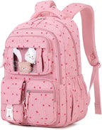 Corduroy Backpack Kids Backpack for Girls School Bags for Middle School Students Book Bag for Elementary Primary Kawaii Ita Backpack, Pink Strawberry