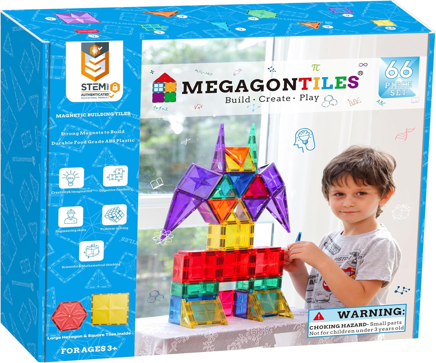 66PCS Premium MagneticTiles, MagnetTiles, STEM AUTHENTICATED, Magnetic Blocks,Polygons Magnet Set, Magnetic Building Blocks, Magnets for Kids, MagneticTile Toy Boys Girls Age 3 4 5 6 7 8