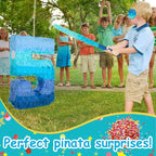 Sratte Number 1 2 3 4 5 6 7 8 9 Piñata with Stick Blindfold Confetti, Gradient Blue Piñata for Kids Boys Girls Birthday Party Anniversary Decorations Supplies(Number 5)