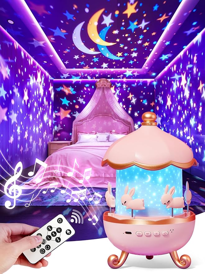 Onefire Night Light for Kids Gifts, 15 Sound Machine Baby Night Light, 15 Films Star Projector for Kids Room Decor, Brightness Unicorn Light Projector for Toddler Girl Toys Toddler Girl Gifts Age 1-5